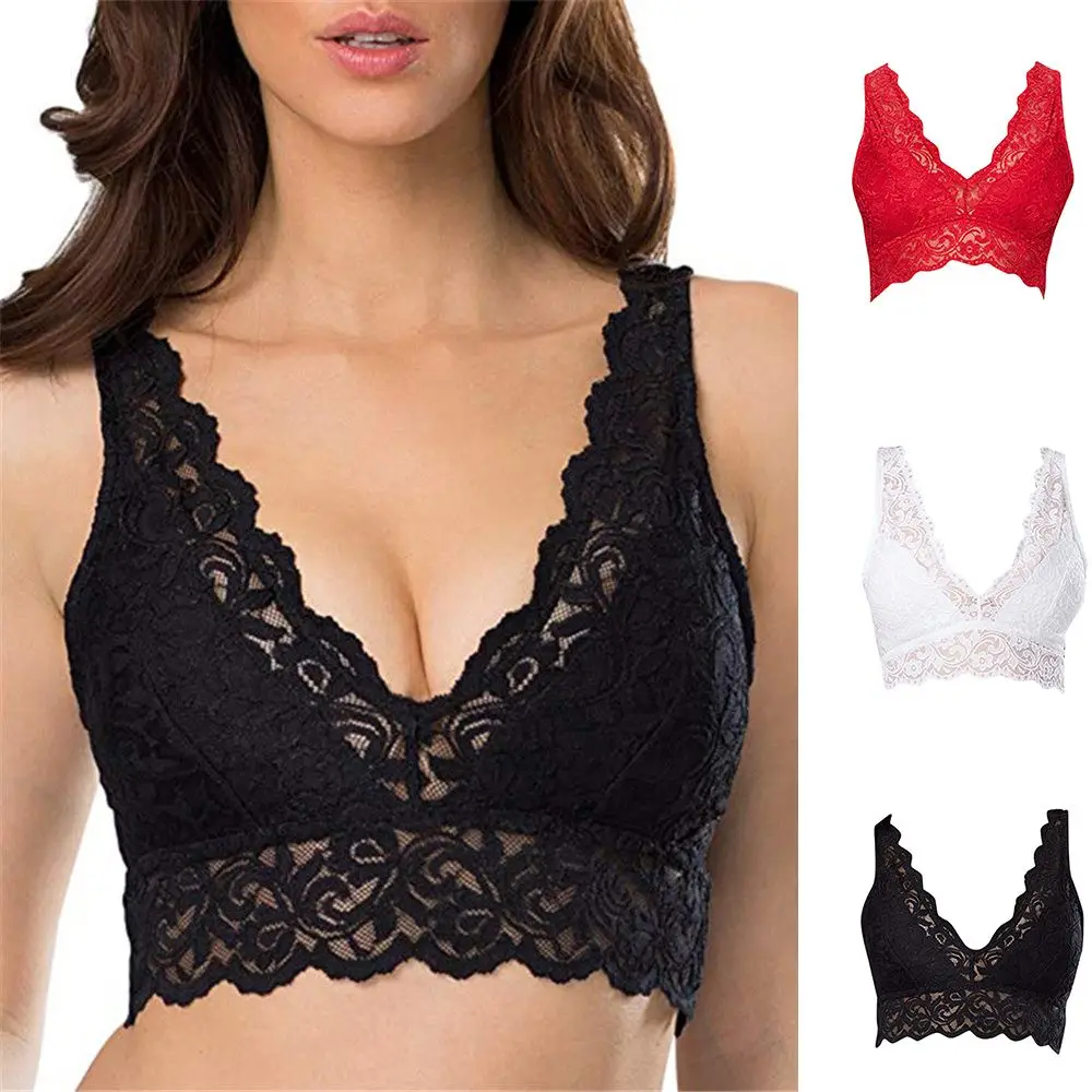 T Shirt Bra Seamless - 女性のレースのブラジャーパッド入り Bralette ビスチェクロップトップスレディース背中の開いたキャミベストタンク美しいバックブラジャーセクシーなレースのキャミソールプラスサイズ