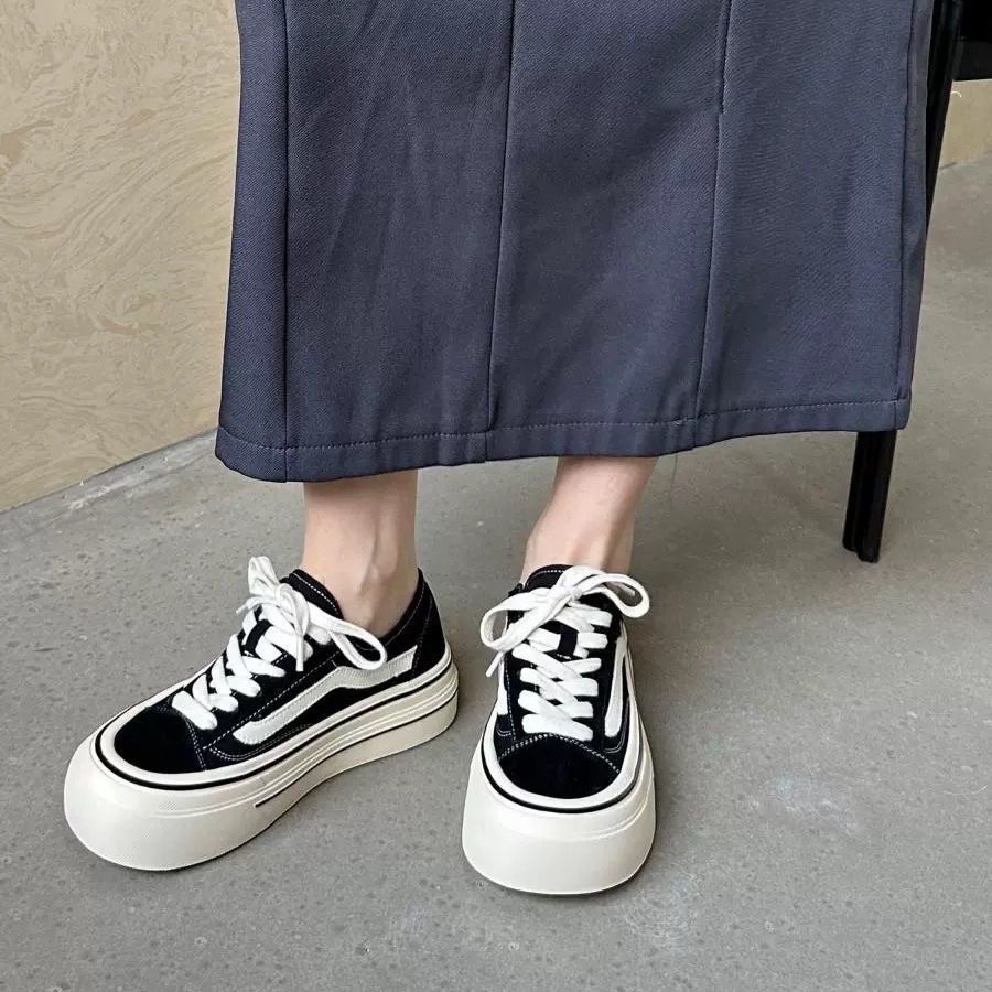 2024 新しい大人の女性のスニーカー厚い底と高インナーハイ - Vans Shoes Old Skool のレビューと価格