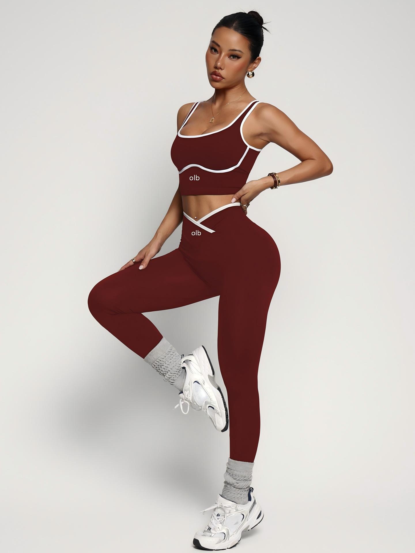 2ピースの新しいスポーツブラベストパンツフィットネススーツ、 - Sports Bra Racerback のレビューと価格