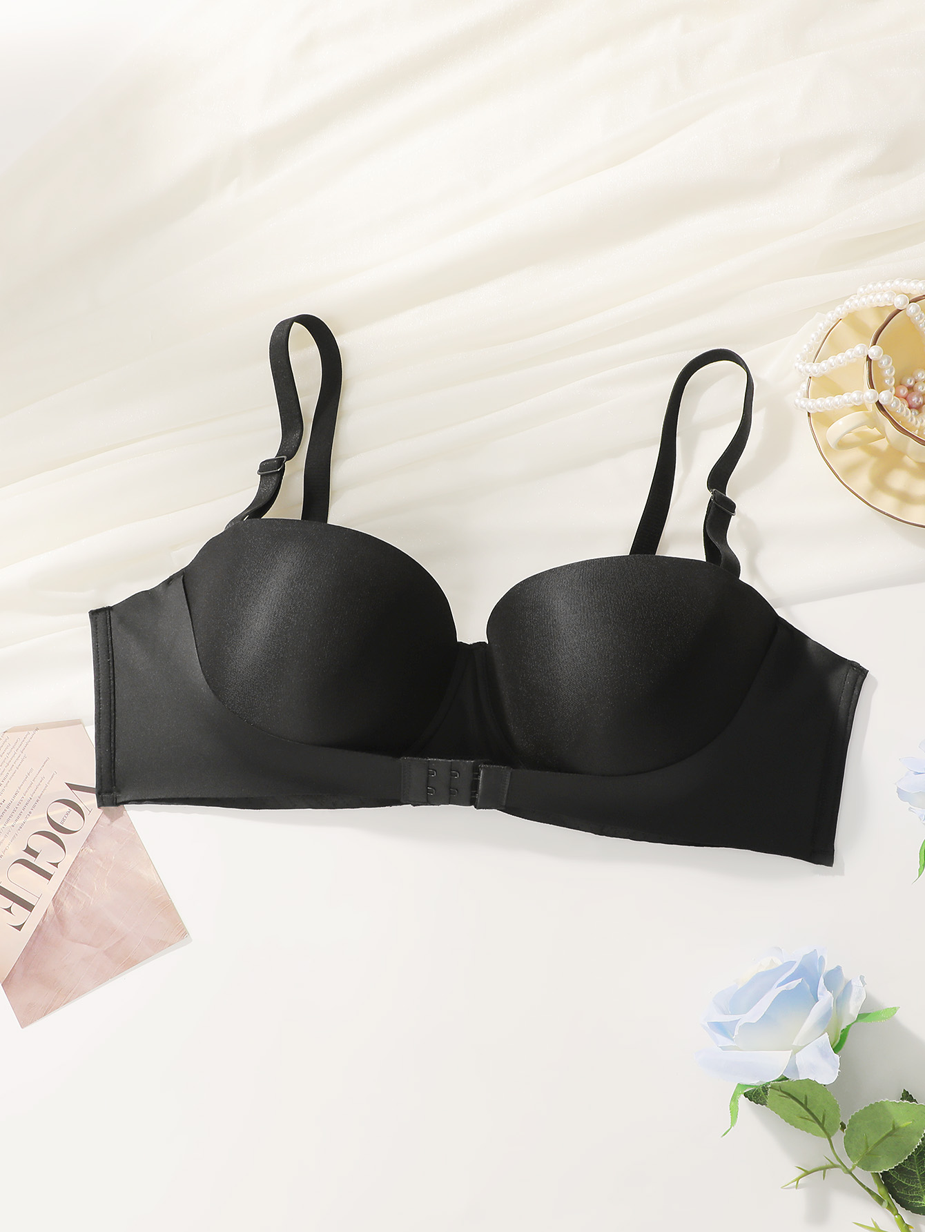 女性用大きいバスト向けプラスサイズストラップレスブラ、フロン - Plunge Bra Push Up のレビューと価格
