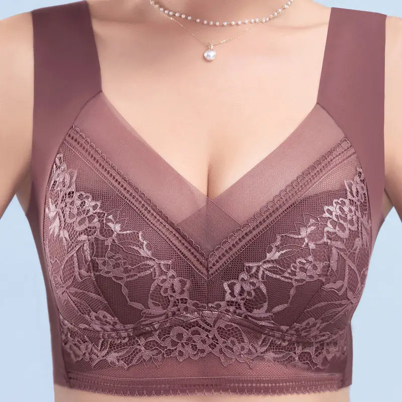 L-6L 女性大ブラジャープッシュアップアイスシルクシームレ - Lace Bralette Set のレビューと価格